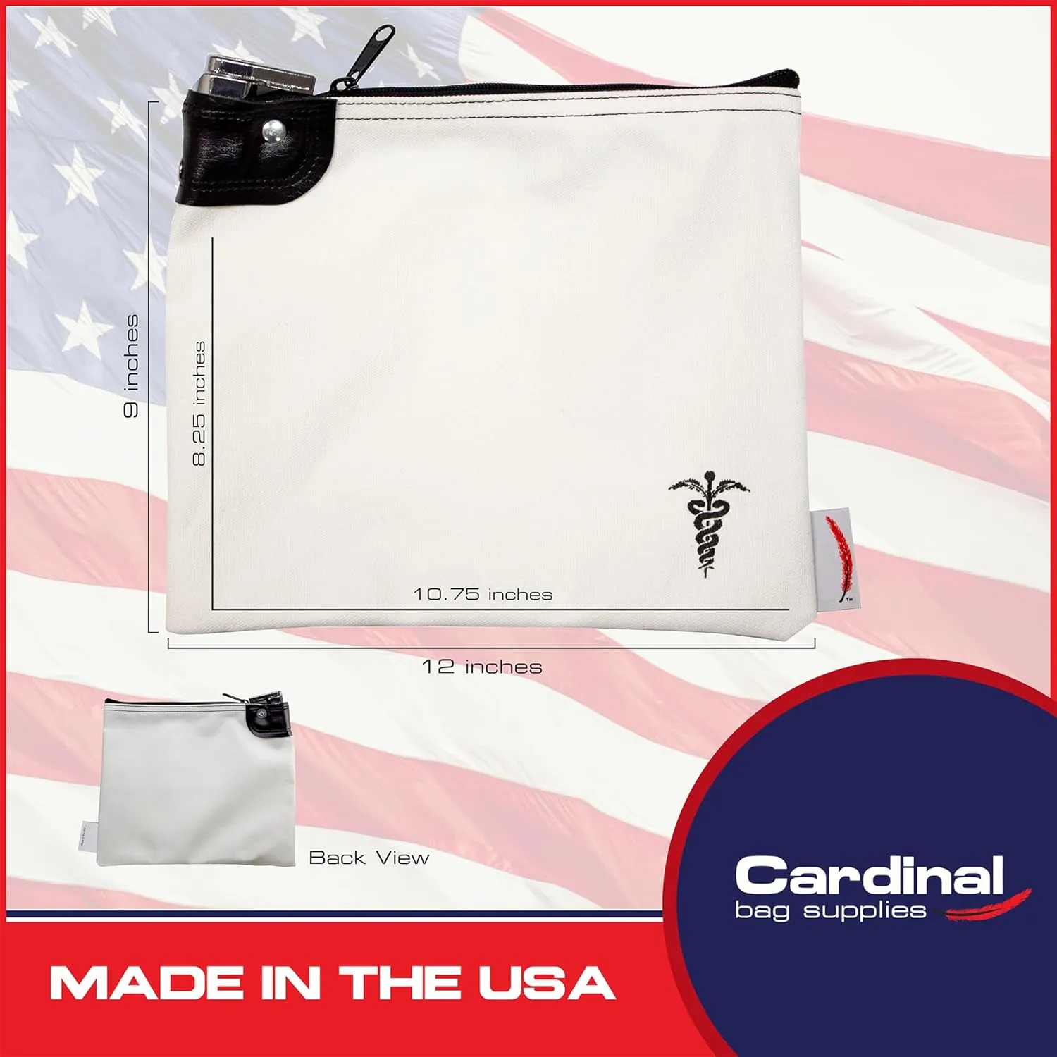 Medication Organizer Key Lock Bag, Travel Pill Organizer, Heavy Duty Medicine Lock System, Pill Pouch, 8 x 10 Inch (White)