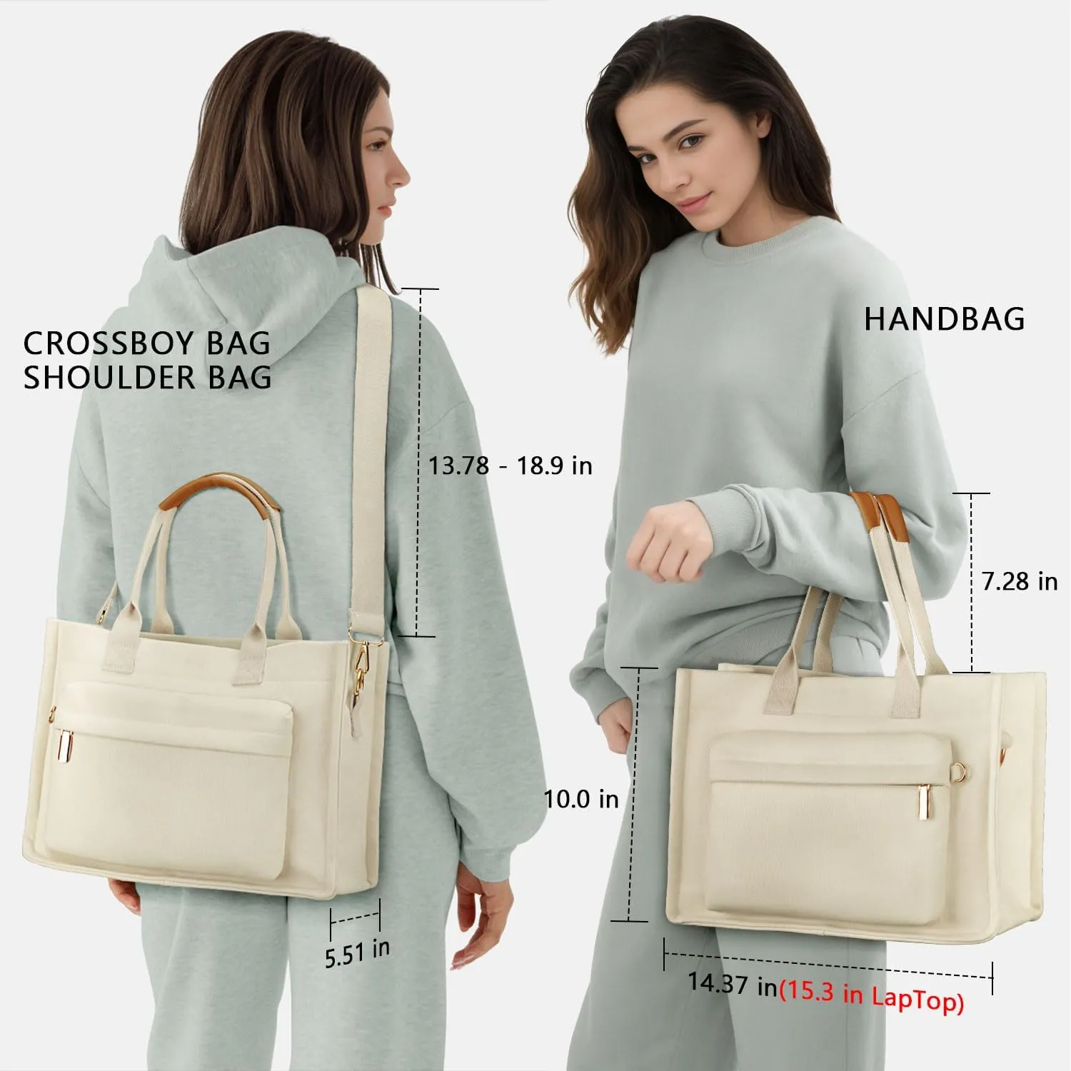 Medium Canvas Tote Bag for Women, Womens Tote Bag for School Bags Travel Crossbody Purse With Zipper Pocket
