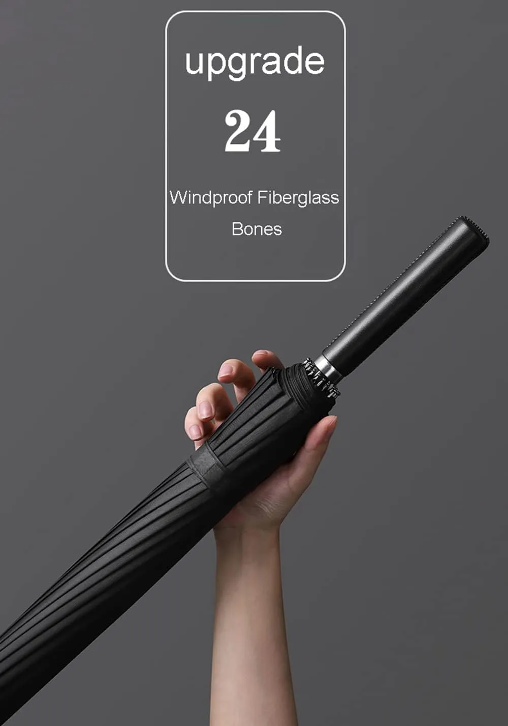 Meichoon Large Umbrella 24Ribs Strong Windproof Glassfiber Bumbersoll Long Handle Manual Business Golf Bumbershoot Outdoor Women Men Multiple Colors KS46