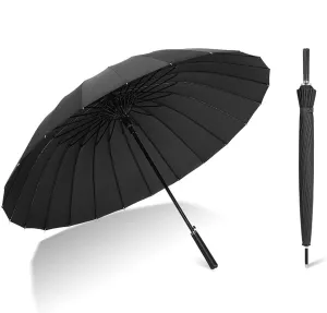 Meichoon Large Umbrella 24Ribs Strong Windproof Glassfiber Bumbersoll Long Handle Manual Business Golf Bumbershoot Outdoor Women Men Multiple Colors KS46