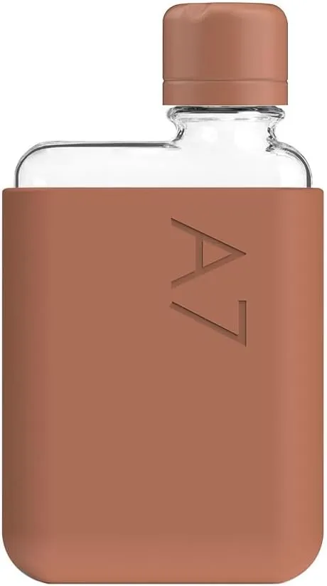 memobottle A7 (Terracotta) Bundle - 6oz (180ml) - Bottle, Silicone Sleeve & lid | Compact Flat Bottle for Bags & Pockets | BPA Free Tritan | Modern & Minimalist | for Gym, Work & Travel