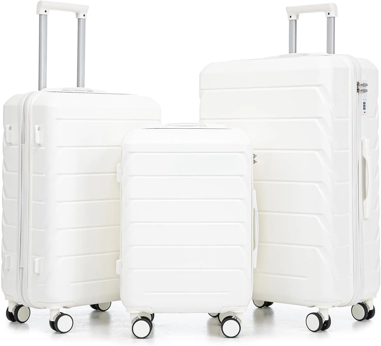 Merax Hardshell Luggage Sets 3 Pieces 4 Spinner Wheel, Cream White, 20/24/28 Inch