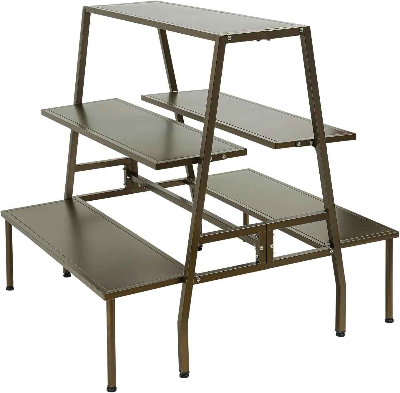 Metal Retail Shoe Display Risers, 3 Tier Ladder Handbag Display Stand with Anti-slip Feet, Freestanding Display Rack for Clothing Stores, Weddings, Homes.