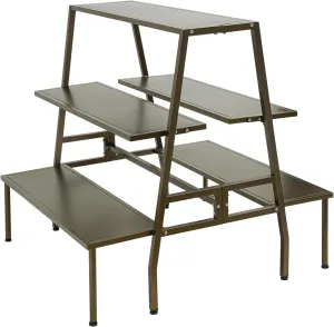 Metal Retail Shoe Display Risers, 3 Tier Ladder Handbag Display Stand with Anti-slip Feet, Freestanding Display Rack for Clothing Stores, Weddings, Homes.