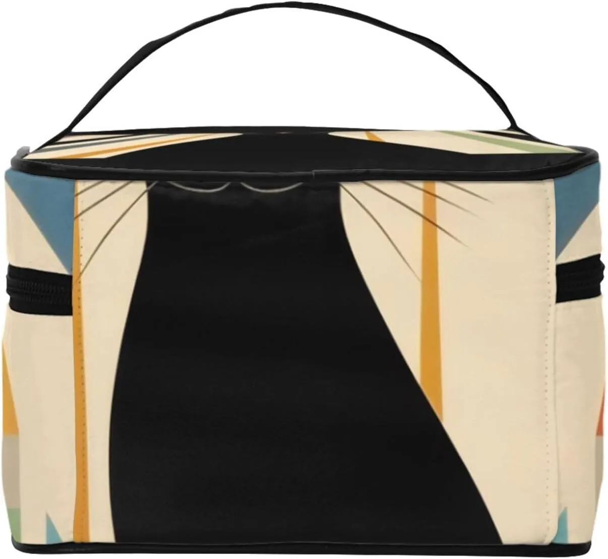 Mid-Century Modern Art Cat Portable Travel Portable Makeup Bag, Mid-Century Modern Art Cat Toiletries Bag, Cute Cosmetic Bags Unisex Daily Necessities Storage Bag