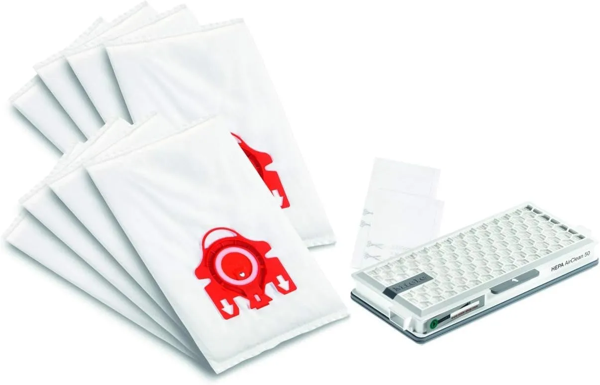 Miele Original Allergy XL Pack AirClean 3D FJM Vacuum Cleaner Bags, 8 x Bags, 1 x HEPA Filter