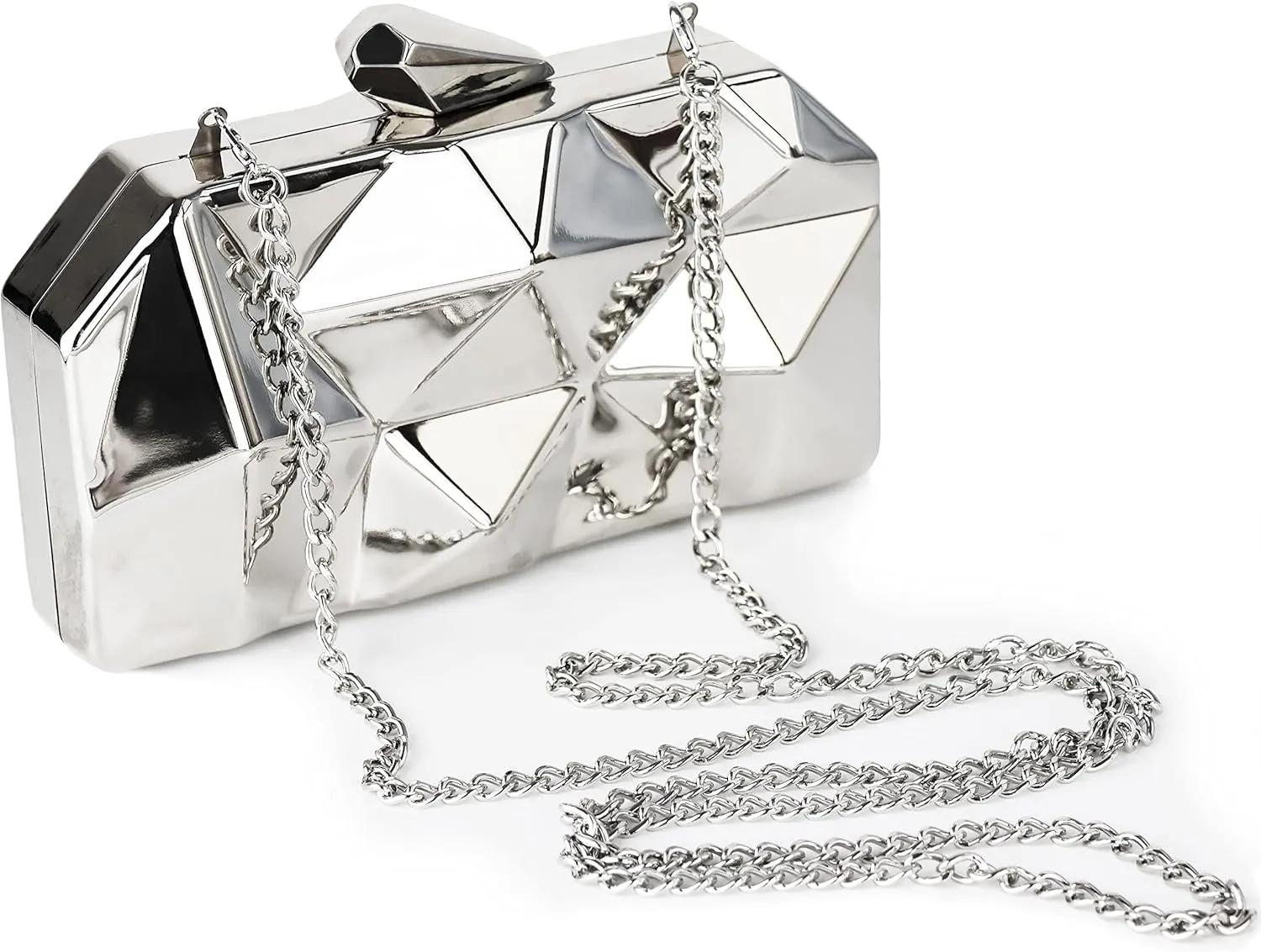 Milisente Women's Clutch Purses Metallic Bridal Party Geometric Evening Clutches Bags Cocktail Formal Handbags