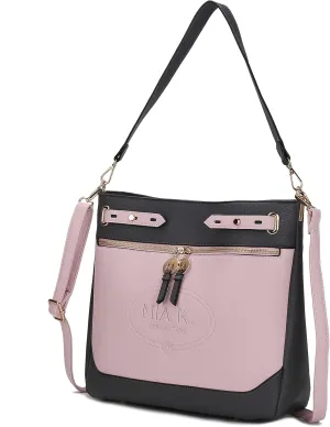 MKF Collection Shoulder Bag for Women, Two Tone Vegan Leather Fashion Hobo Handbag Messenger Purse