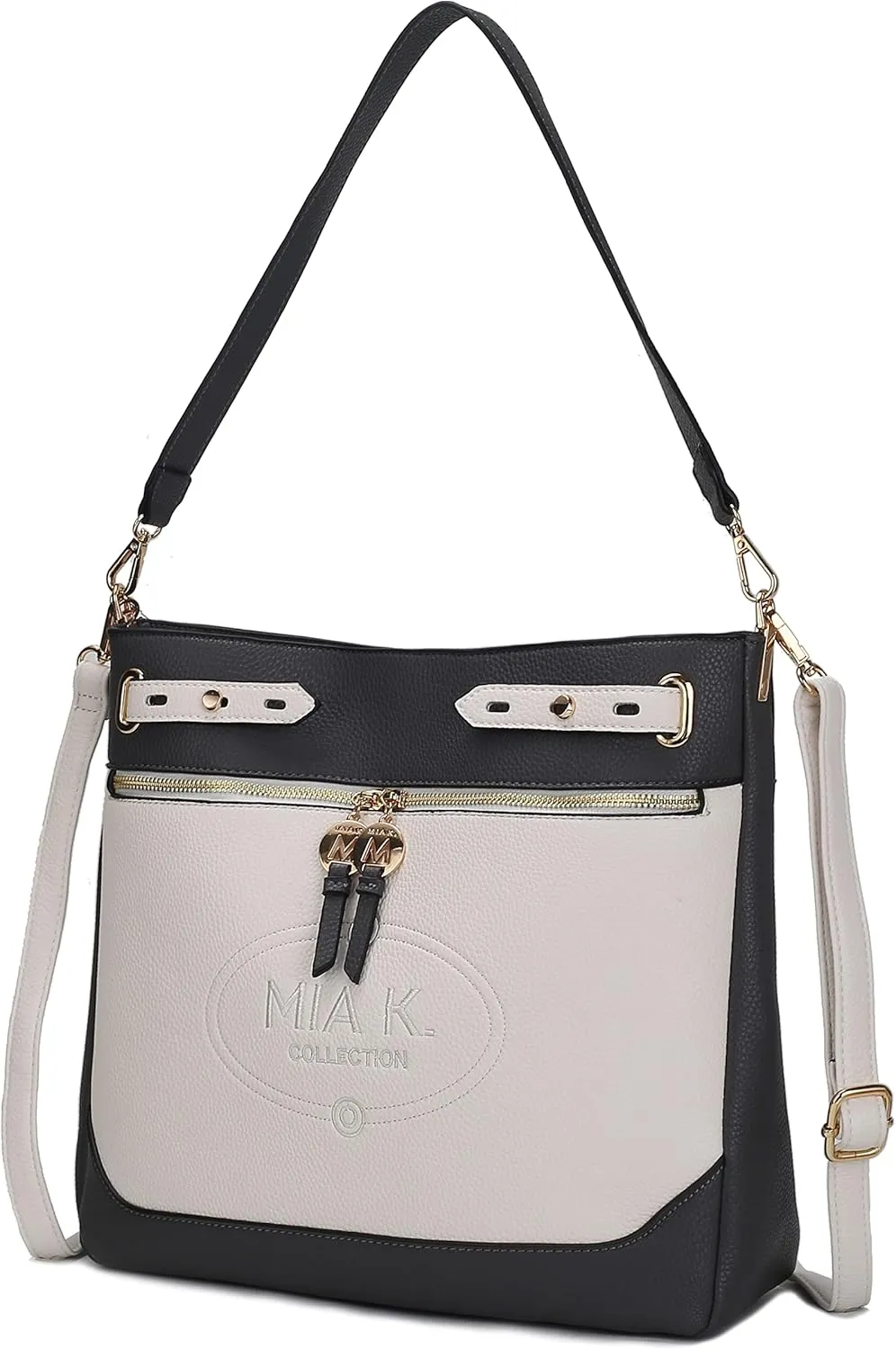 MKF Collection Shoulder Bag for Women, Two Tone Vegan Leather Fashion Hobo Handbag Messenger Purse