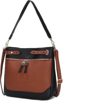MKF Collection Shoulder Bag for Women, Two Tone Vegan Leather Fashion Hobo Handbag Messenger Purse