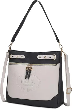 MKF Collection Shoulder Bag for Women, Two Tone Vegan Leather Fashion Hobo Handbag Messenger Purse