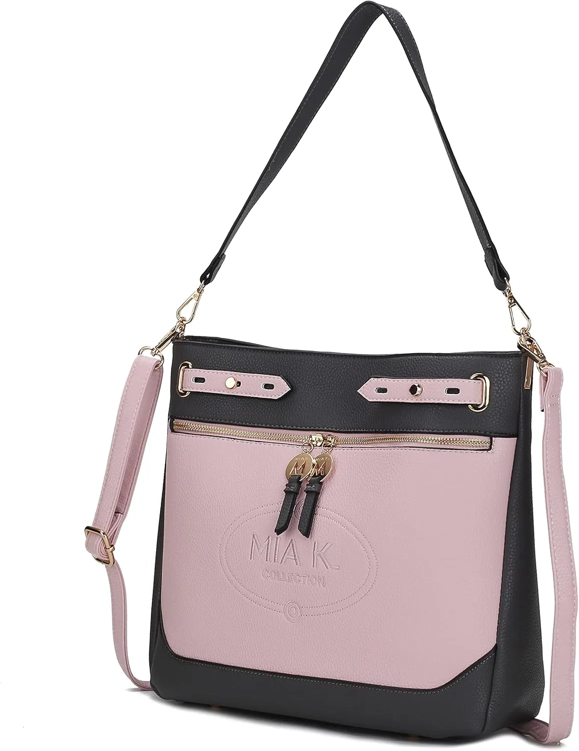 MKF Collection Shoulder Bag for Women, Two Tone Vegan Leather Fashion Hobo Handbag Messenger Purse