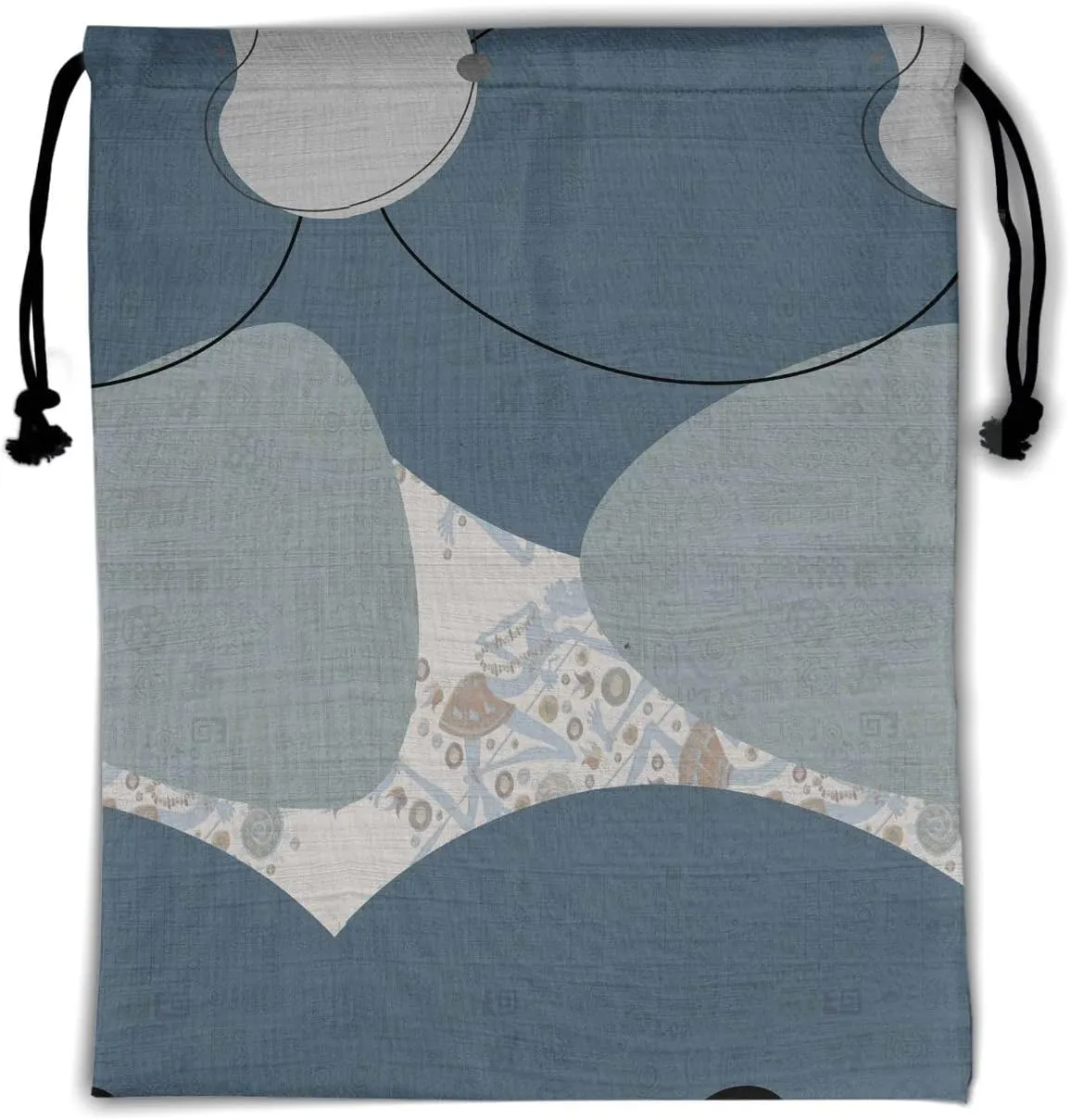 Modern Art Grip Bags - White Grey Drawstring Bag Mid-Century Pouch Bag Paint Artwork Athlete String Bag for Grips Shoe Towel