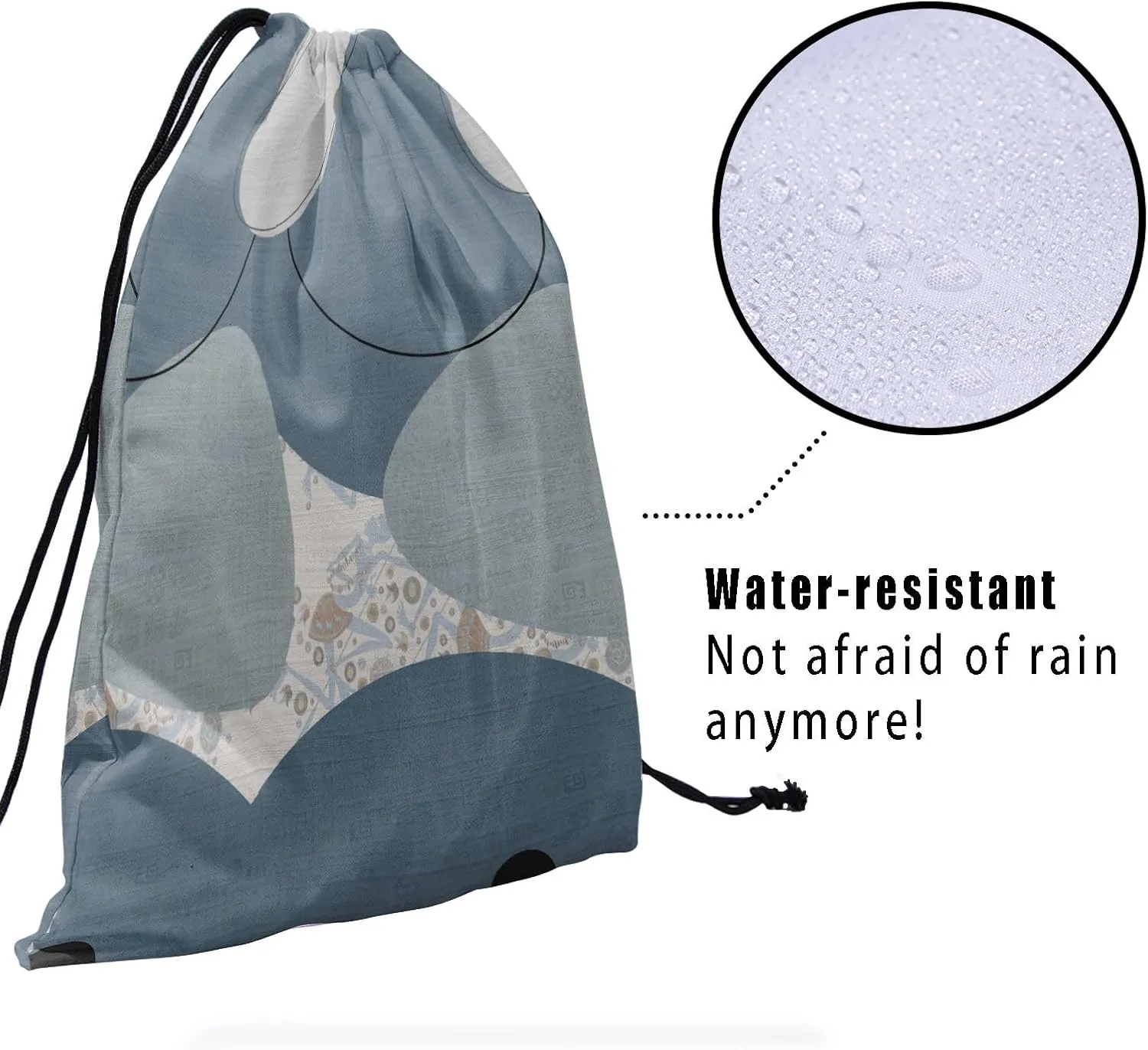 Modern Art Grip Bags - White Grey Drawstring Bag Mid-Century Pouch Bag Paint Artwork Athlete String Bag for Grips Shoe Towel