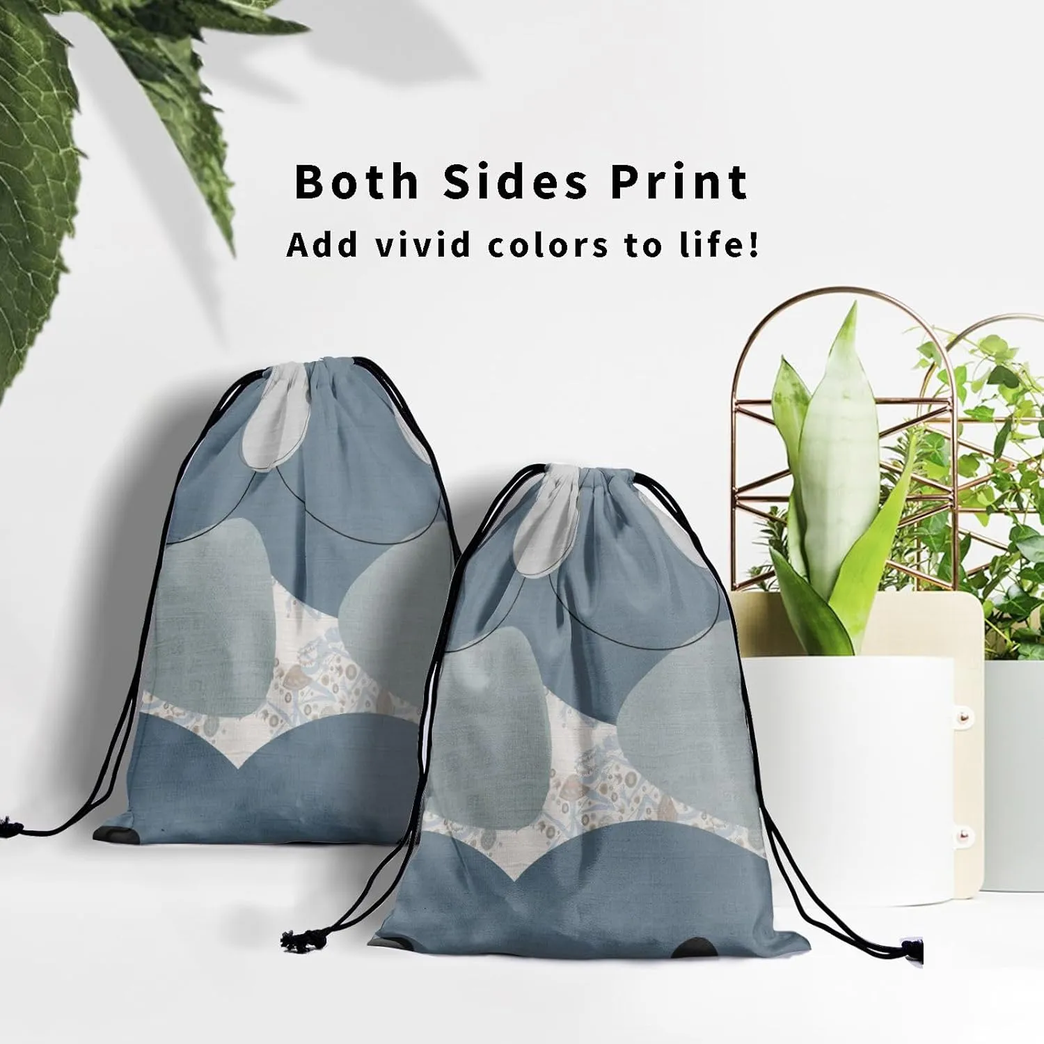 Modern Art Grip Bags - White Grey Drawstring Bag Mid-Century Pouch Bag Paint Artwork Athlete String Bag for Grips Shoe Towel