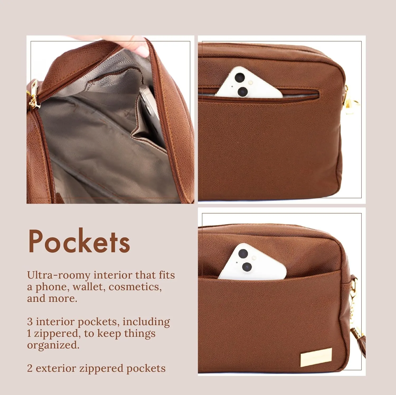 Modern Chic Crossbody Bags for Women - Alice Crossbody Purse, Vegan Leather Sling Bag with Ultra Roomy Interior and Pockets
