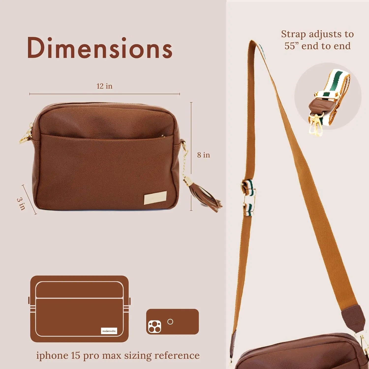 Modern Chic Crossbody Bags for Women - Alice Crossbody Purse, Vegan Leather Sling Bag with Ultra Roomy Interior and Pockets