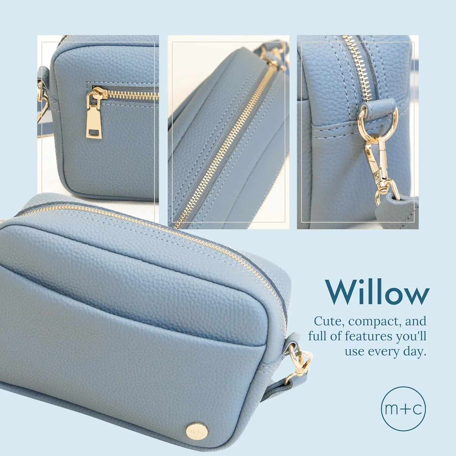 Modern Chic Crossbody Bags for Women - Willow Convertible Crossbody Purse, Vegan Leather Shoulder or Belt Bag with Strap