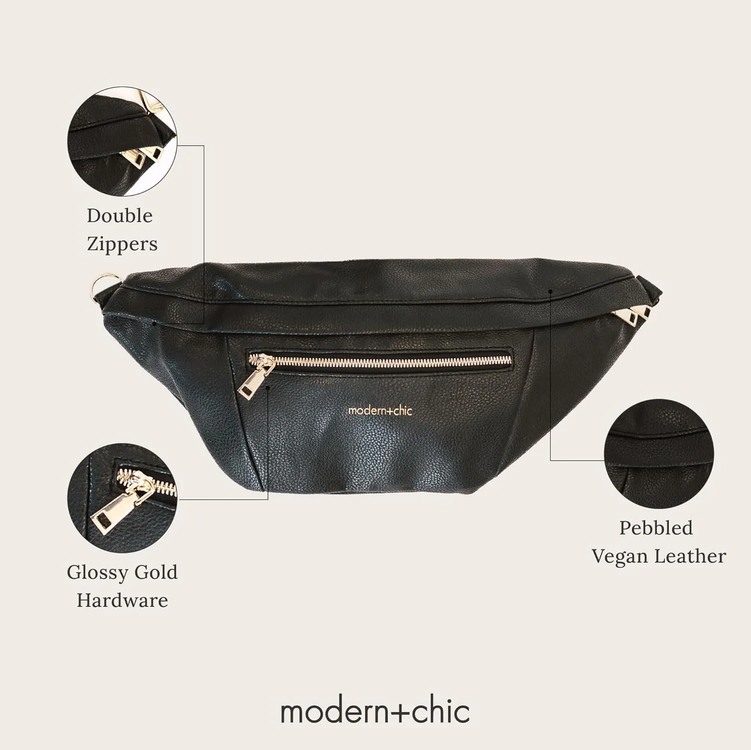Modern Chic Sling Bags for Women - Presley Oversized Sling Bag, Vegan Leather Crossbody Bag with Strap & Multiple Pockets (Black)