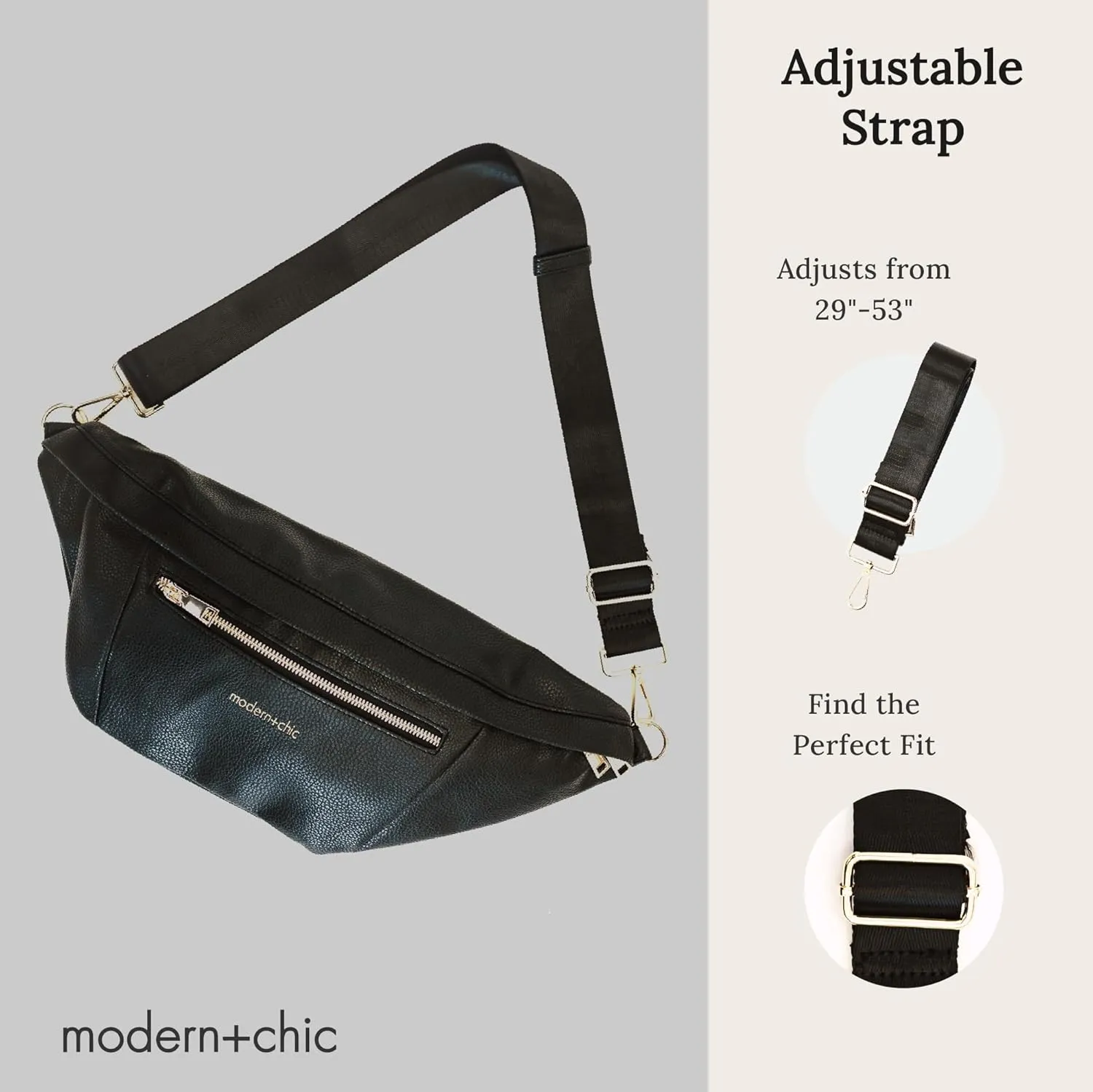 Modern Chic Sling Bags for Women - Presley Oversized Sling Bag, Vegan Leather Crossbody Bag with Strap & Multiple Pockets (Black)