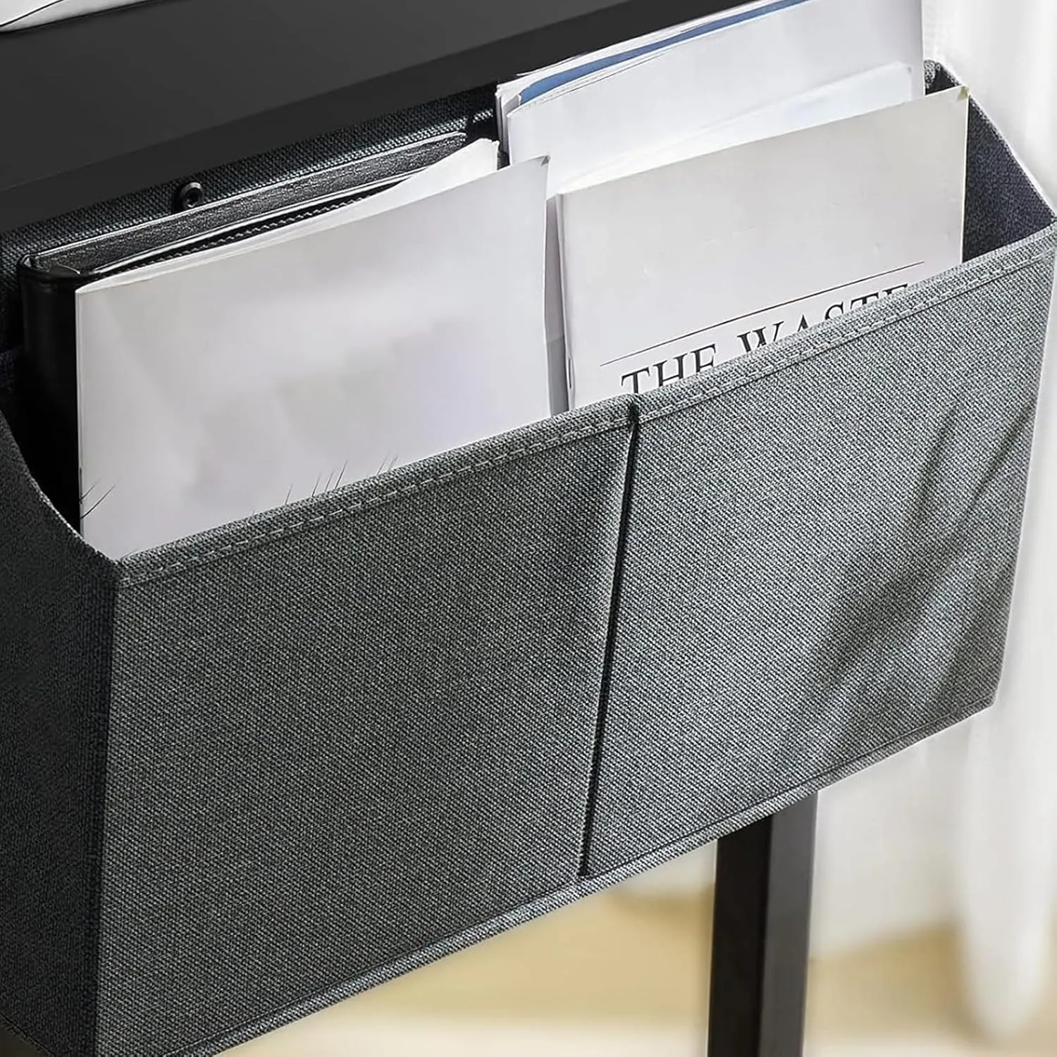 Modern Minimalist Computer Desk - Robust Home Office Desk with Eco-Friendly Desktop, Storage Bag & Hook - for Study, Writing desks, Workspace Organization (White, 30-inch)