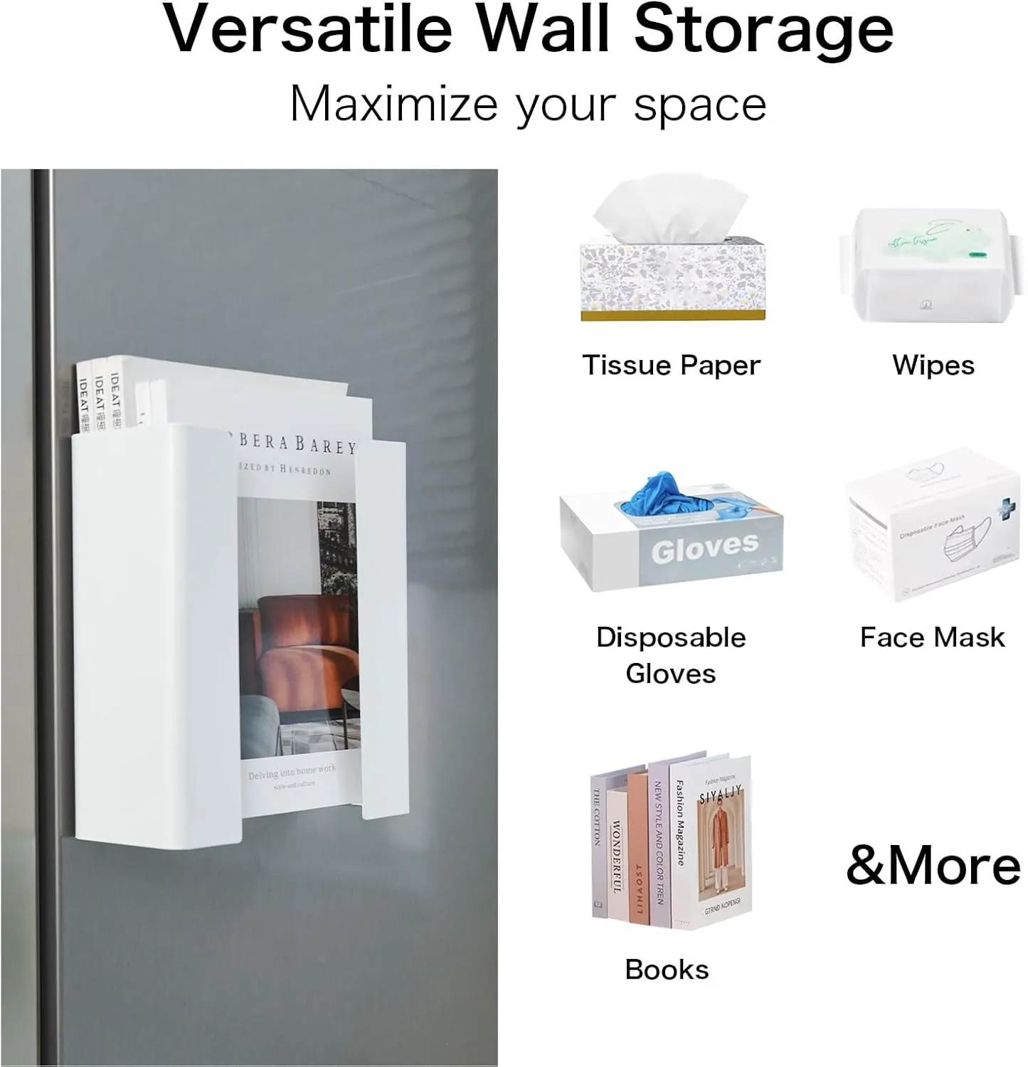 Modular Magnetic Glove Dispenser Tissue Box Holder - Freely Combinable Organizer for Kitchen, Fridge, Garage, Laundry Room - Detachable Design for Versatile Storage (White)