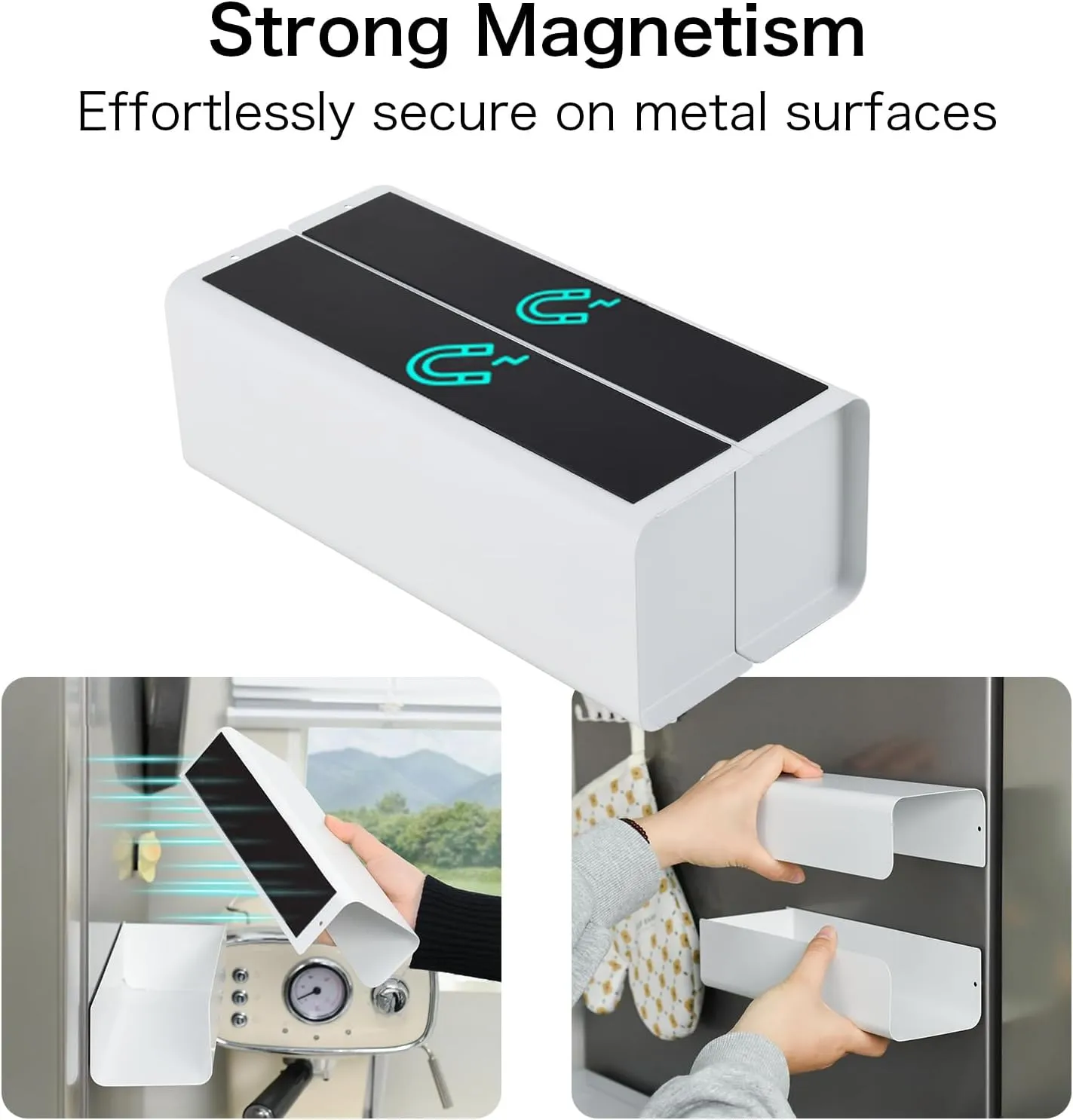 Modular Magnetic Glove Dispenser Tissue Box Holder - Freely Combinable Organizer for Kitchen, Fridge, Garage, Laundry Room - Detachable Design for Versatile Storage (White)
