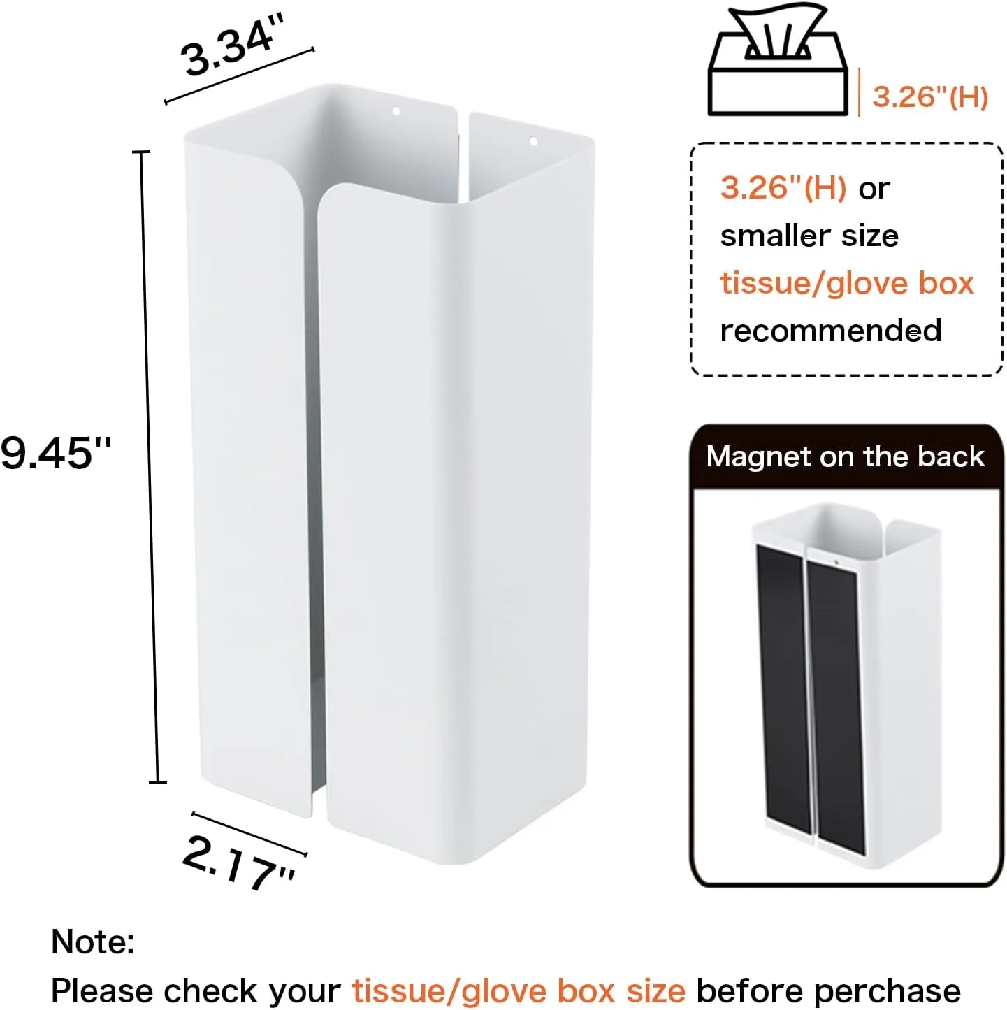 Modular Magnetic Glove Dispenser Tissue Box Holder - Freely Combinable Organizer for Kitchen, Fridge, Garage, Laundry Room - Detachable Design for Versatile Storage (White)