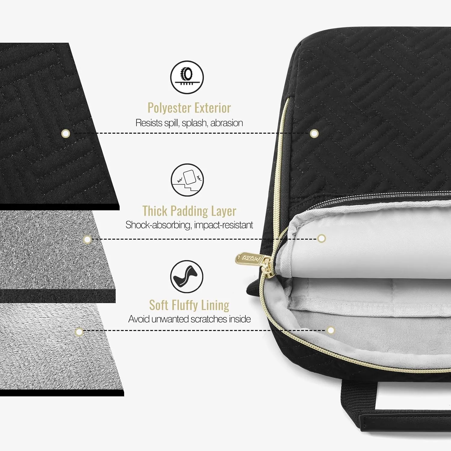 MoKo 9-11 Inch Puffer Tablet Sleeve Bag for 11 Inch New iPad Pro M4 & iPad Air M2 2024, iPad 10th Gen 10.9, iPad Air 5/4th 10.9, 360° Edge Protection Puffy Bag with Handle & Shoulder Strap, Black