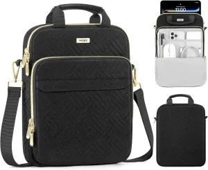 MoKo 9-11 Inch Puffer Tablet Sleeve Bag for 11 Inch New iPad Pro M4 & iPad Air M2 2024, iPad 10th Gen 10.9, iPad Air 5/4th 10.9, 360° Edge Protection Puffy Bag with Handle & Shoulder Strap, Black