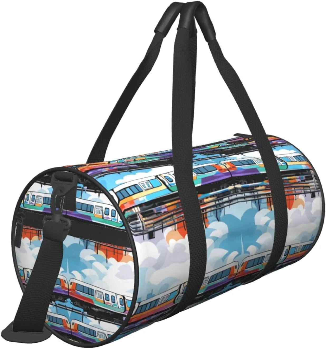 Monorail Train Travel Duffle Bag for Men Women Sport Gym Bag Foldable Weekender Bag Carry on Overnight Bag for Travel Swimming Basketball