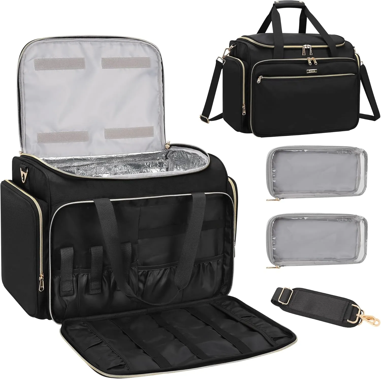 MONSTINA Professional Hairstylist Traveling Bag with Two Detachable Small Bags,Hairdressing Bag Makeup Salon Organizer Bag for Barber Hairdresser Insulation Material