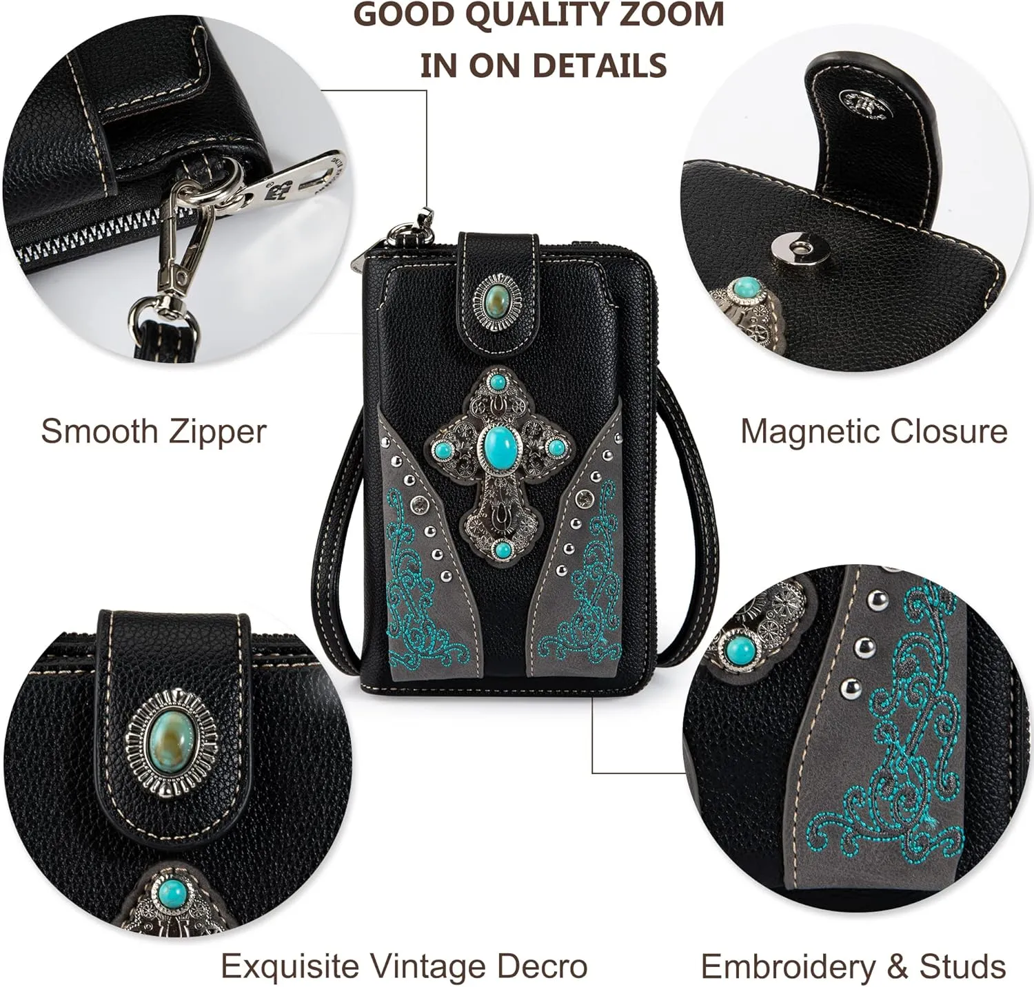 Montana West Small Crossbody Bags for Women Western Handbag with Cash Slots