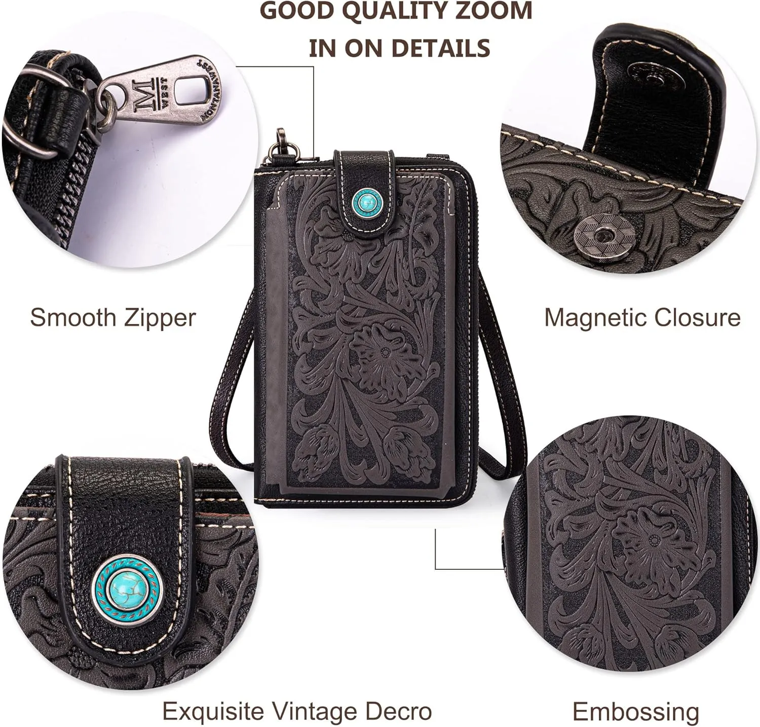 Montana West Small Crossbody Bags for Women Western Handbag with Cash Slots