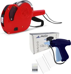 Motex MX-5500 New Version 1 Line 8 Digits Price Tag Gun and JayCo Tagging Gun with 5,000 2 Inch Barbs and 6 Steel Needles Kit (Red)