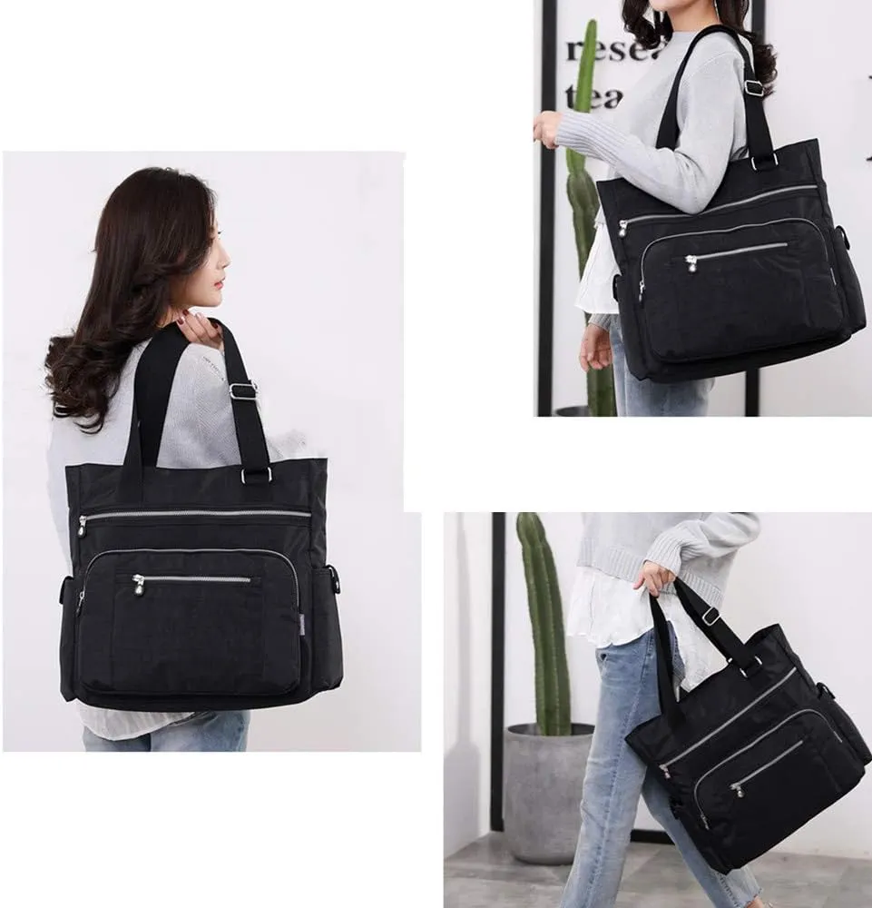 Multi Pocket Nylon Totes Handbag Large Shoulder Bag Travel Purse Bags For Women