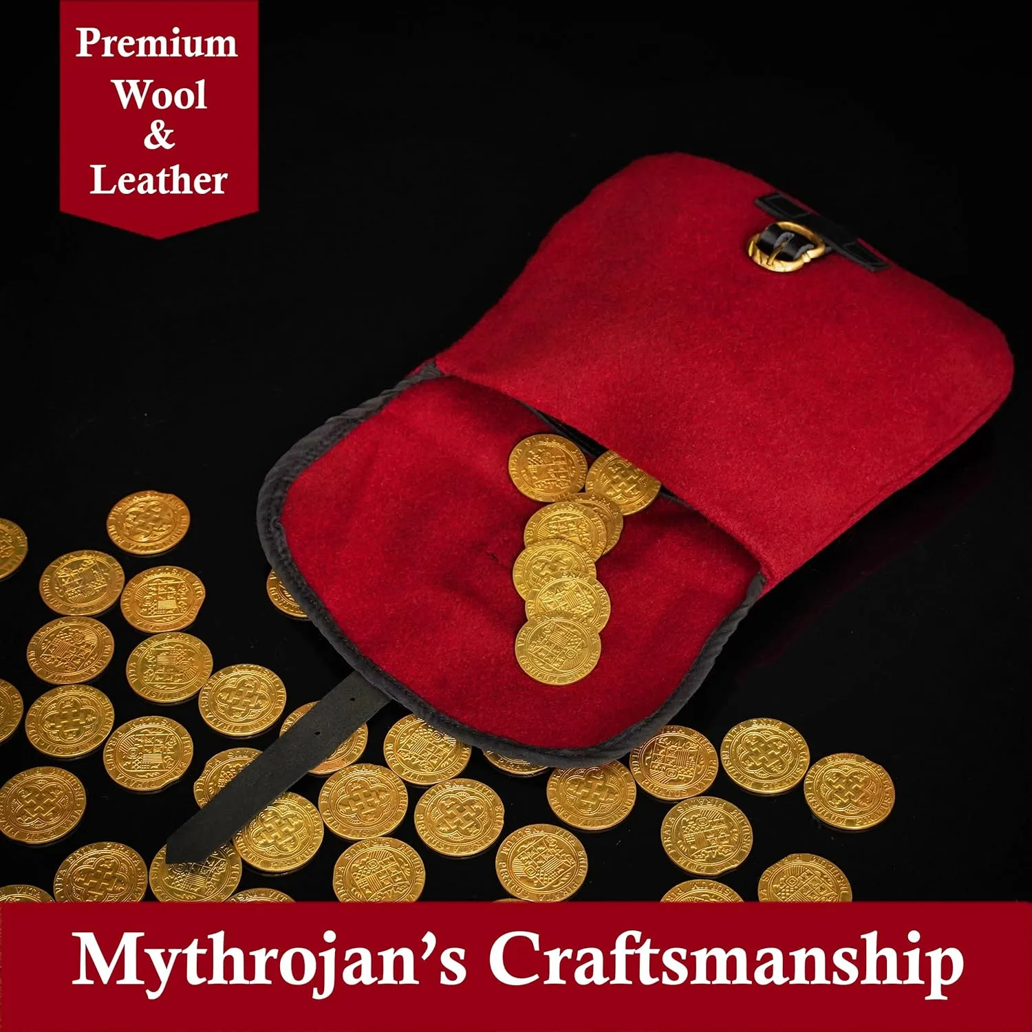 Mythrojan Late Medieval Belt Bag, Ideal for SCA Renaissance LARP Reenactment & Ren Fair