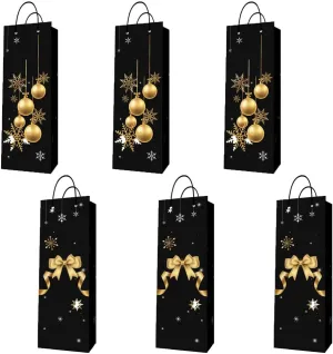 Namhcir 6 Pack Wine Gift Bags, 13 inch Bottle Gift Bag with Handles Christmas Paper Gift Box Tote Bags for Wine Bottle Candy Wrapping