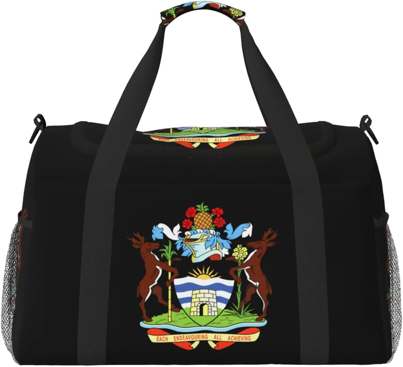 National Emblem Of Antigua Travel Duffel Bag Large Foldable Waterproof Overnight Bag For Beach Swim Bags Pool Sports Gym