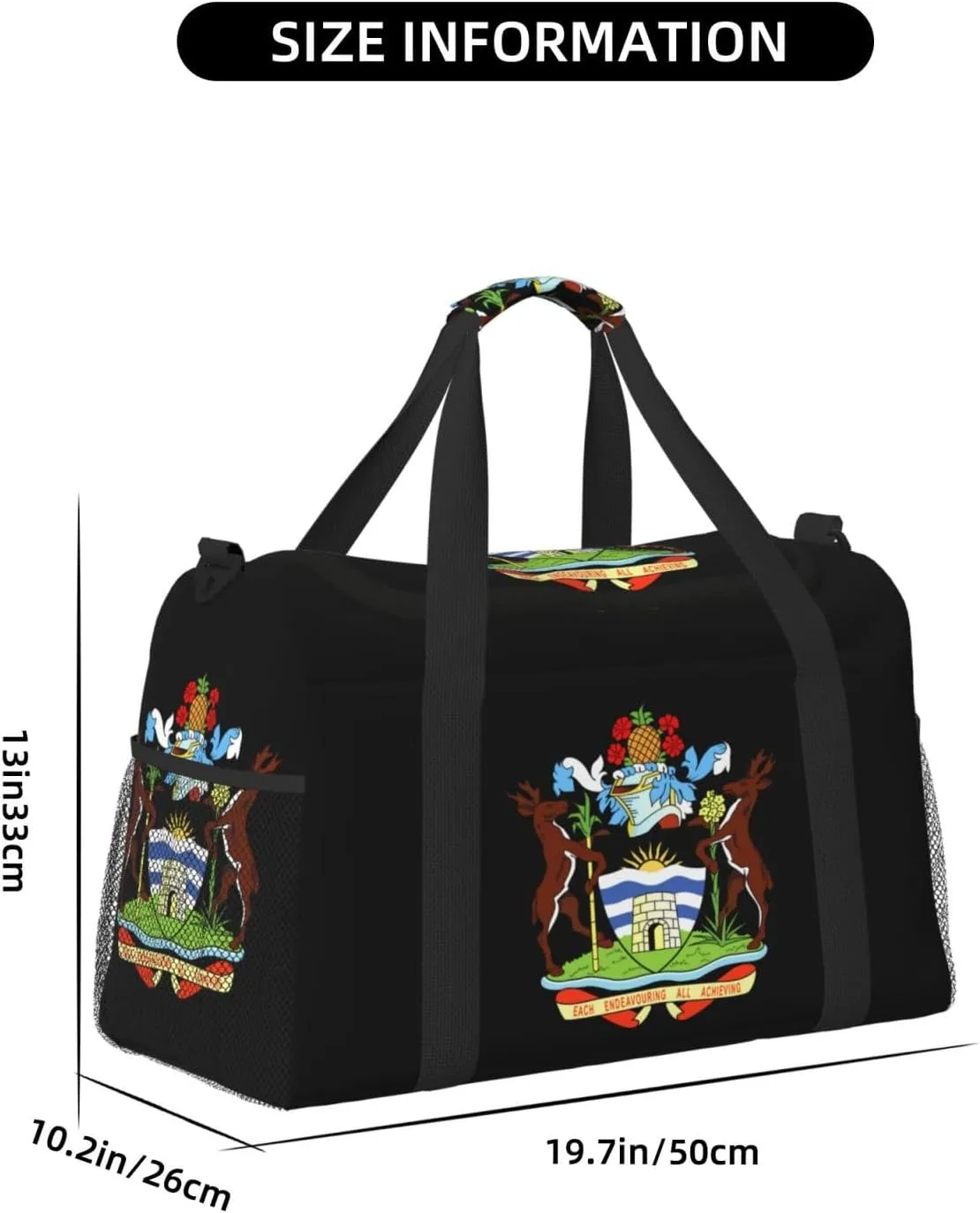 National Emblem Of Antigua Travel Duffel Bag Large Foldable Waterproof Overnight Bag For Beach Swim Bags Pool Sports Gym