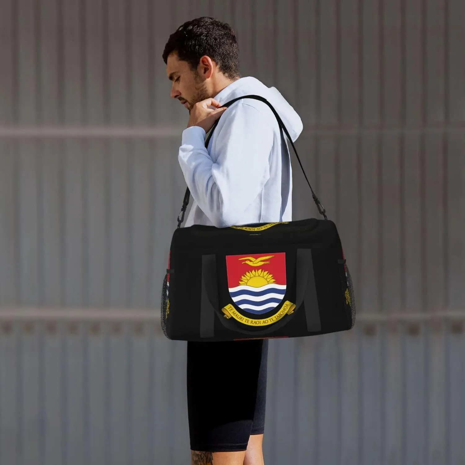 National Emblem Of Kiribati Travel Duffel Bag Large Foldable Waterproof Overnight Bag For Beach Swim Bags Pool Sports Gym