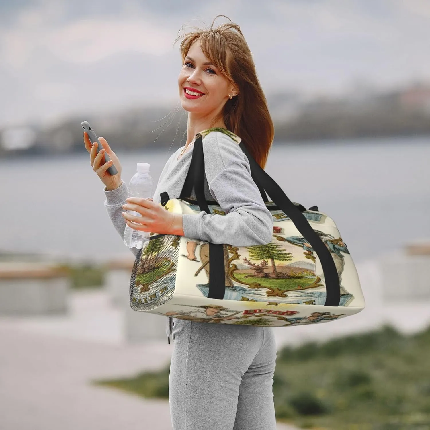 National Emblem Of Maine Travel Duffel Bag Large Foldable Waterproof Overnight Bag For Beach Swim Bags Pool Sports Gym