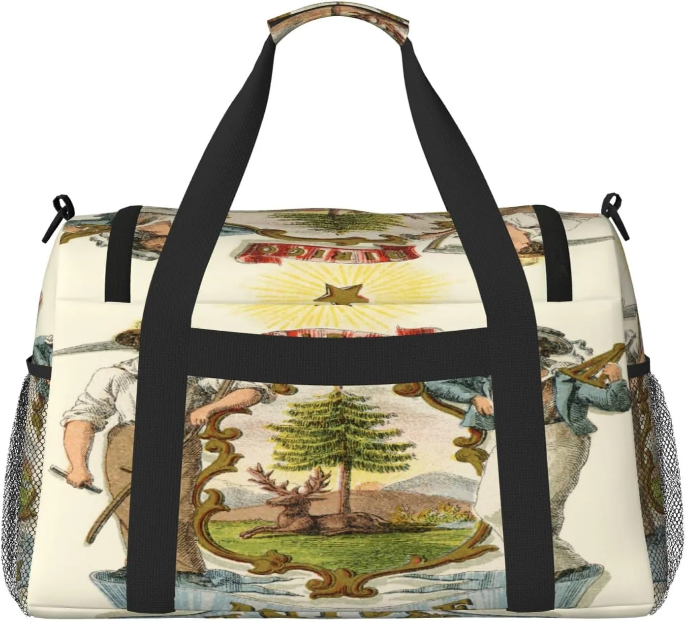 National Emblem Of Maine Travel Duffel Bag Large Foldable Waterproof Overnight Bag For Beach Swim Bags Pool Sports Gym