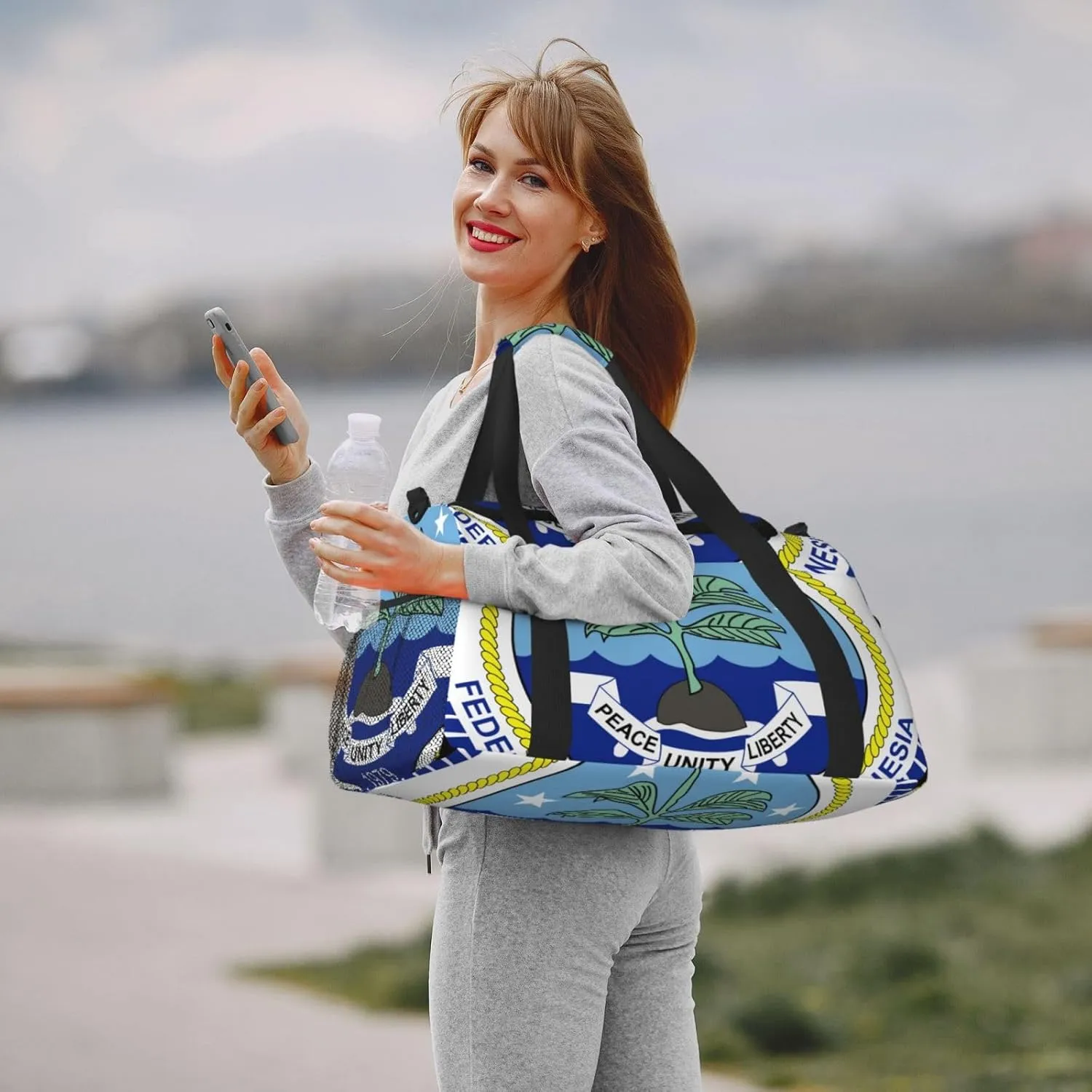 National Emblem Of Micronesia Travel Duffel Bag Large Foldable Waterproof Overnight Bag For Beach Swim Bags Pool Sports Gym