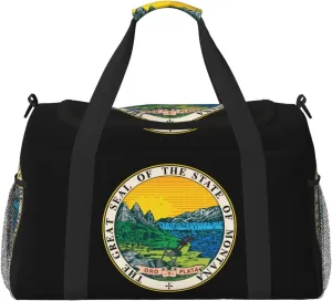 National Emblem Of Montana Travel Duffel Bag Large Foldable Waterproof Overnight Bag For Beach Swim Bags Pool Sports Gym