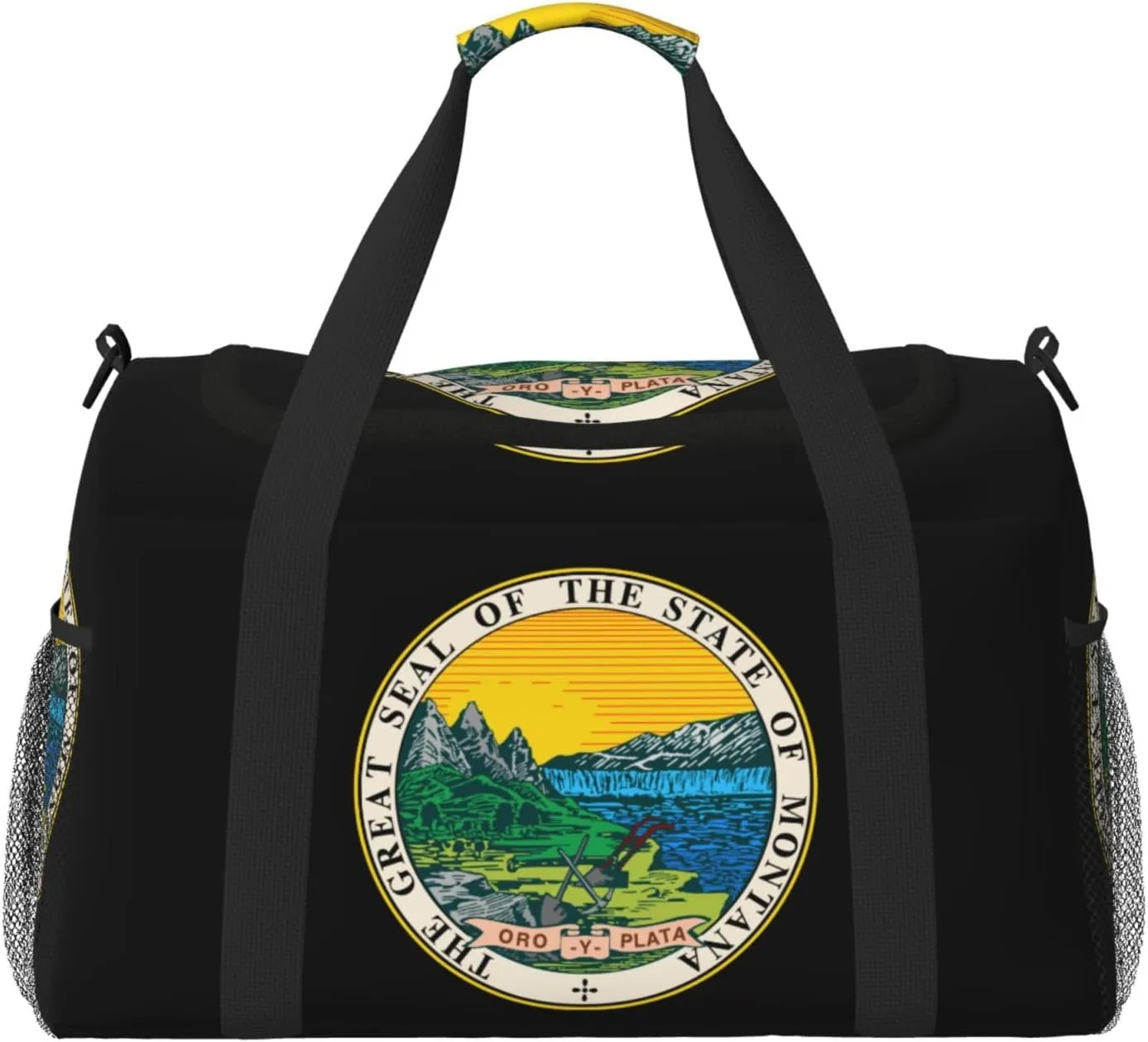 National Emblem Of Montana Travel Duffel Bag Large Foldable Waterproof Overnight Bag For Beach Swim Bags Pool Sports Gym