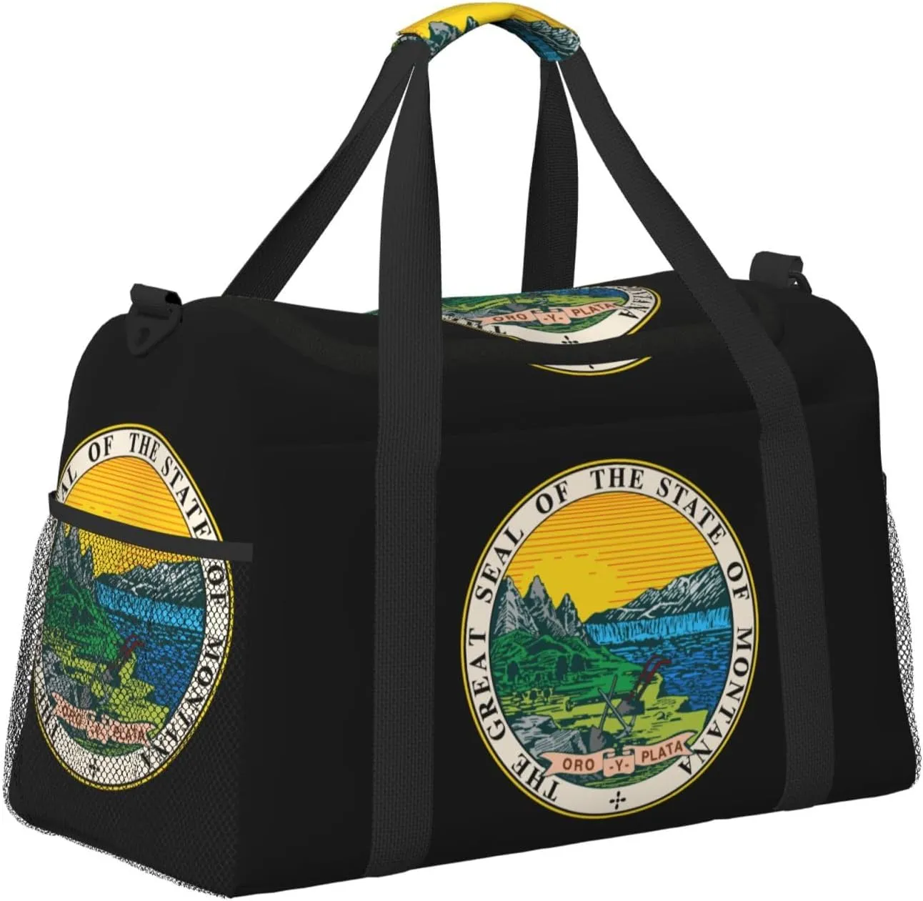 National Emblem Of Montana Travel Duffel Bag Large Foldable Waterproof Overnight Bag For Beach Swim Bags Pool Sports Gym