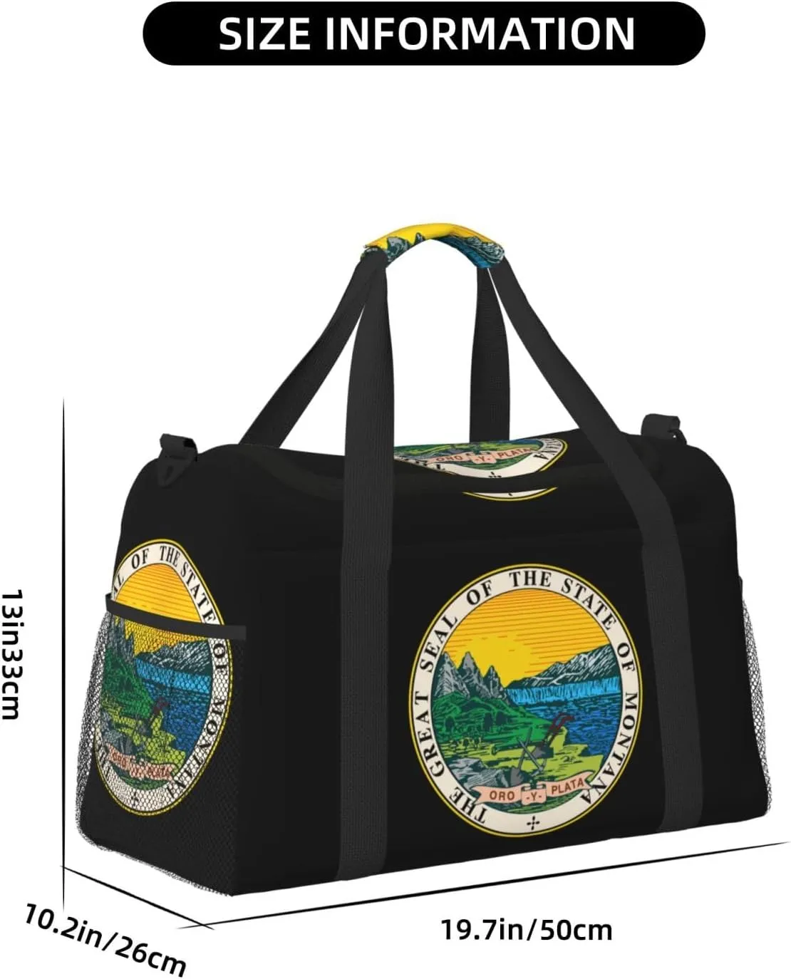 National Emblem Of Montana Travel Duffel Bag Large Foldable Waterproof Overnight Bag For Beach Swim Bags Pool Sports Gym