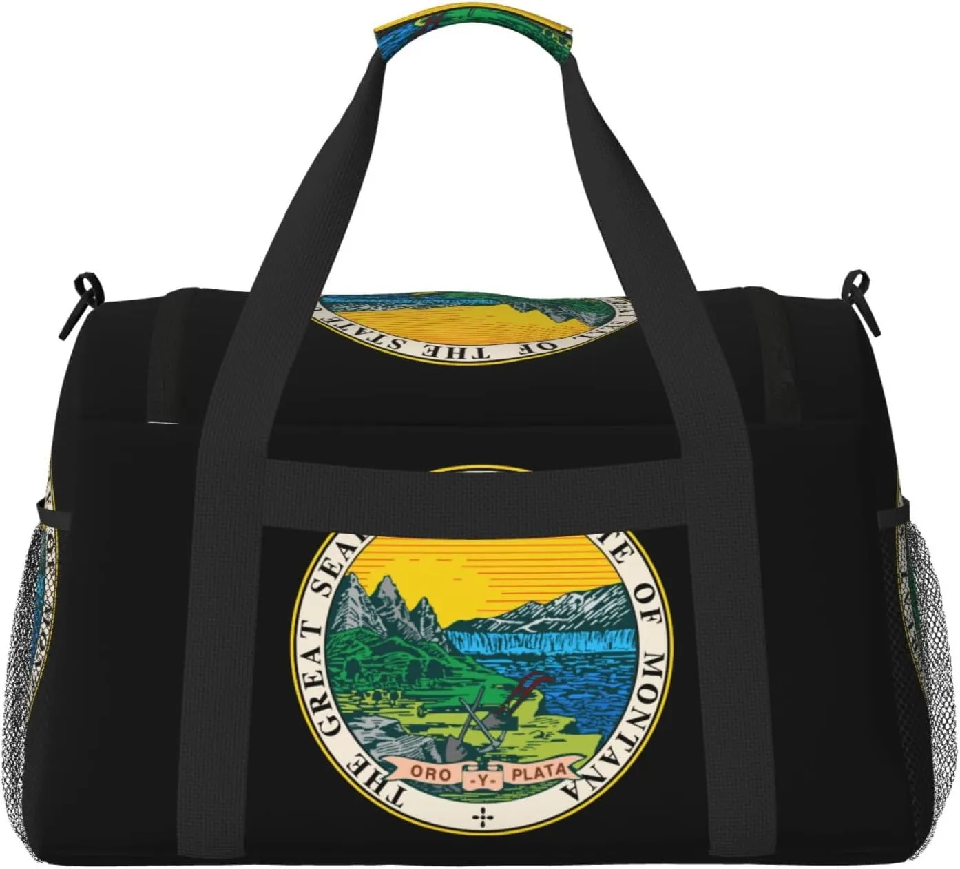 National Emblem Of Montana Travel Duffel Bag Large Foldable Waterproof Overnight Bag For Beach Swim Bags Pool Sports Gym