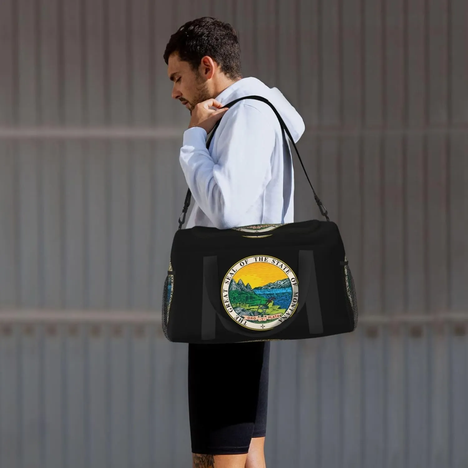 National Emblem Of Montana Travel Duffel Bag Large Foldable Waterproof Overnight Bag For Beach Swim Bags Pool Sports Gym